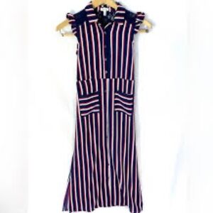 Monteau Sleeveless Maxi Dress with Red and Blue Stripes